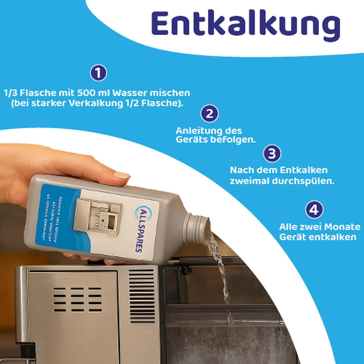 Entkalker (12 Flaschen x 250ml) Geeignet für Saeco, Philips, Gaggia Universal Entkalker von AllSpare