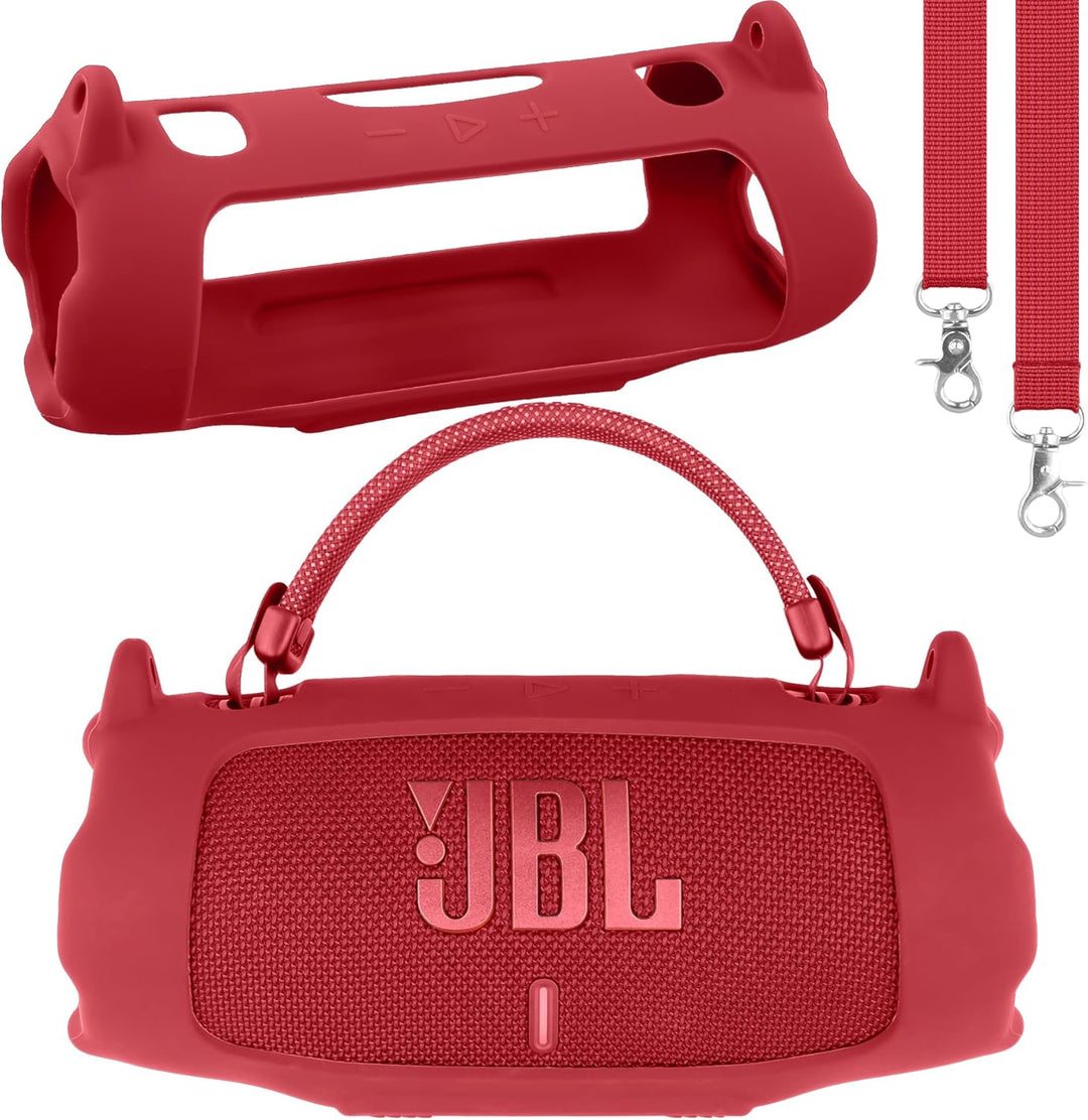Khanka für JBL Charge 6 Silikon-Schutzhülle mit abnehmbarem Schultergurt & Utility-Haken, Flexible w