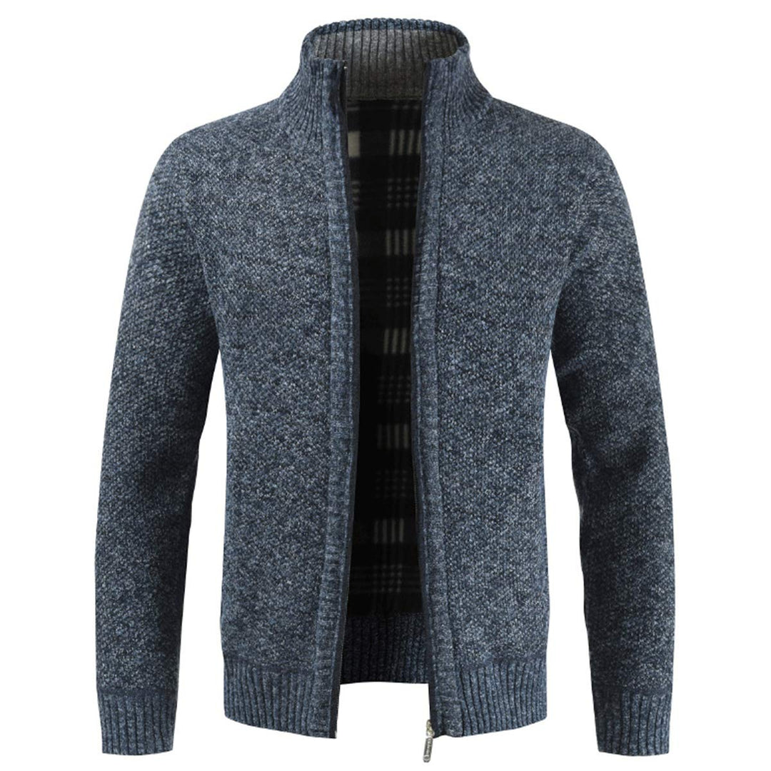 Herren Strickjacke Warm Fleece-gefüttert Wintermantel mit durchgehendem Reissverschluss S Blau, S Bl