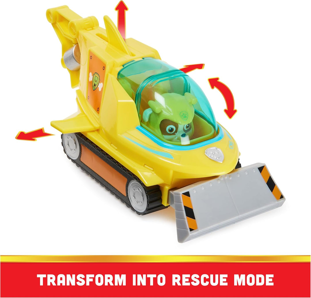PAW PATROL, Aqua Pups - Basis Fahrzeug Spielzeugauto im Hammerhai-Design mit Rubble Welpenfigur, Spi