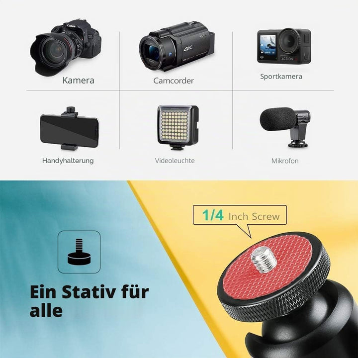 Zeadio Metall Mini Stativ mit Kugelkopfhalterung, mit 1/4 Zoll Schraube Desktop Tischständer Stativ