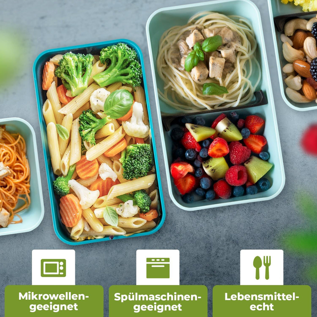 Moritz & Moritz 3er Set Bento Box Kinder in Blau - Perfekte Lunchbox für Kinder und Erwachsene - Bro