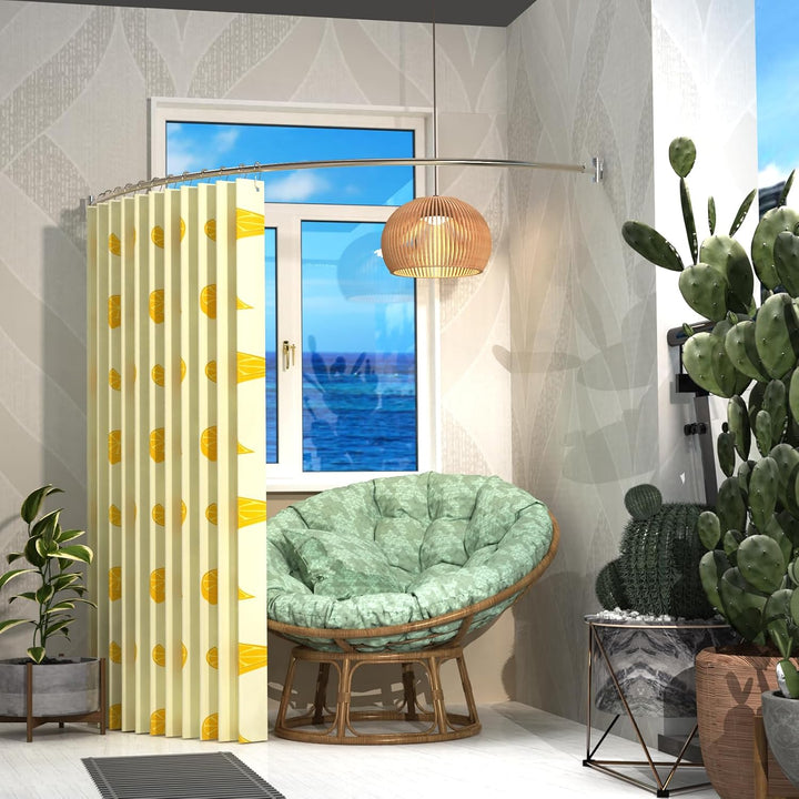 PrettyHome verstellbare gebogene Duschvorhangstange, rostfrei, erweiterbar, Aluminium, Metall, Dusch