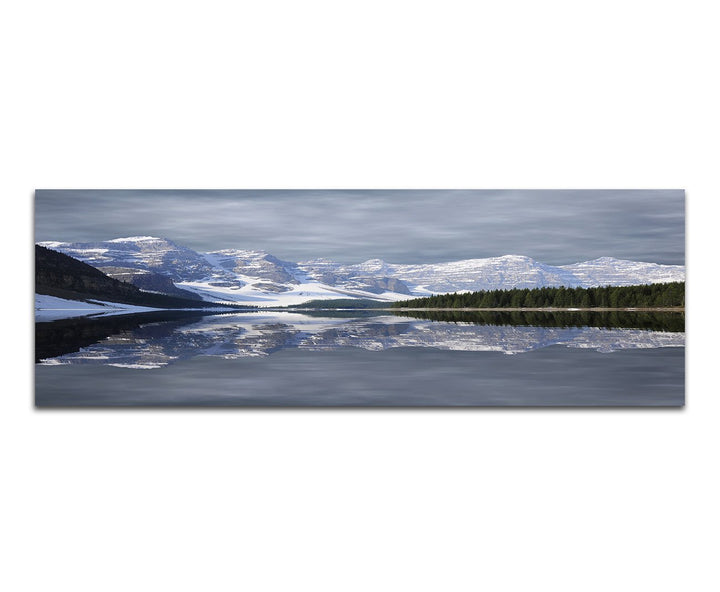 Paul Sinus Art Panoramabild auf Leinwand und Keilrahmen 150x50cm Kanada Nationalpark Berge Schnee Se