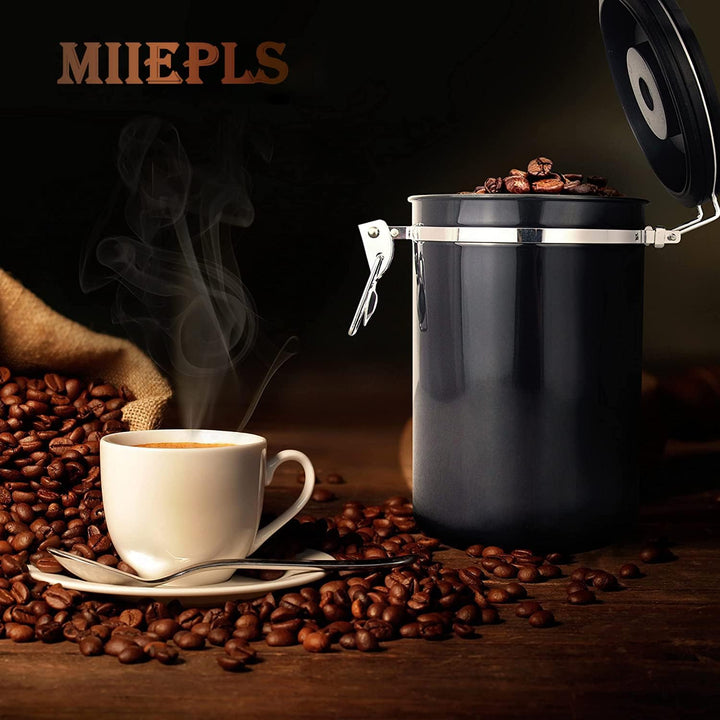 Miepls Kaffeedose aus Edelstahl, Vakuumdicht 1,8L, Speichert Kaffee frisch