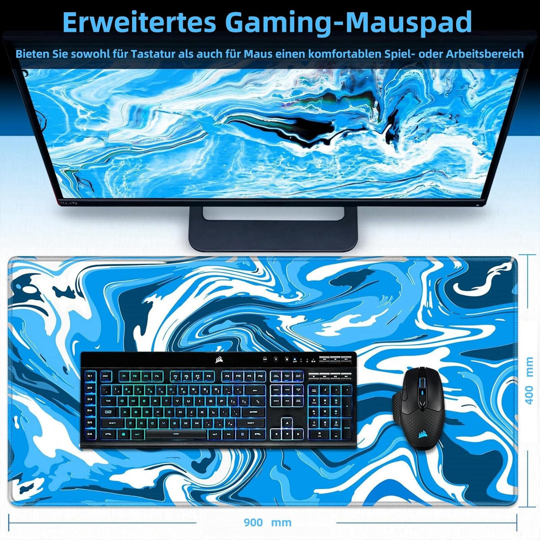 Grosses Gaming-Mauspad XXL 900 x 400 mm Gamer Mouse Pad mit Nähten an den Rändern – unter der Schrei