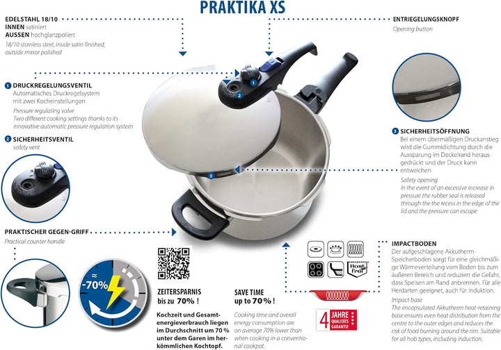 ELO 99388 Schnellkochtopf Praktika XS 2,7 Liter, 18