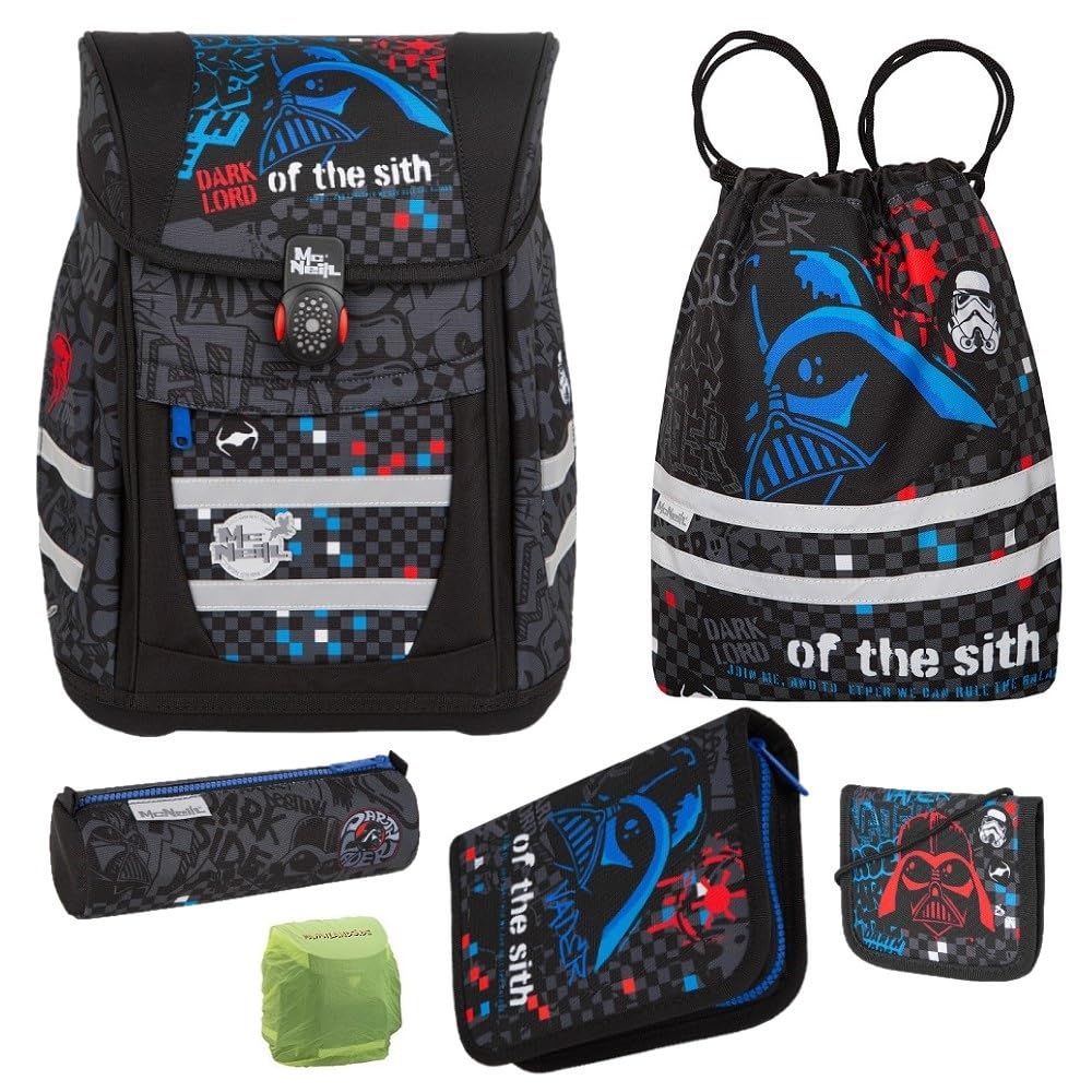 Familando - McNeill Teneris Schulranzen Set - 6-teilig mit Federmappe - Star Wars Darth Vader - Ergo