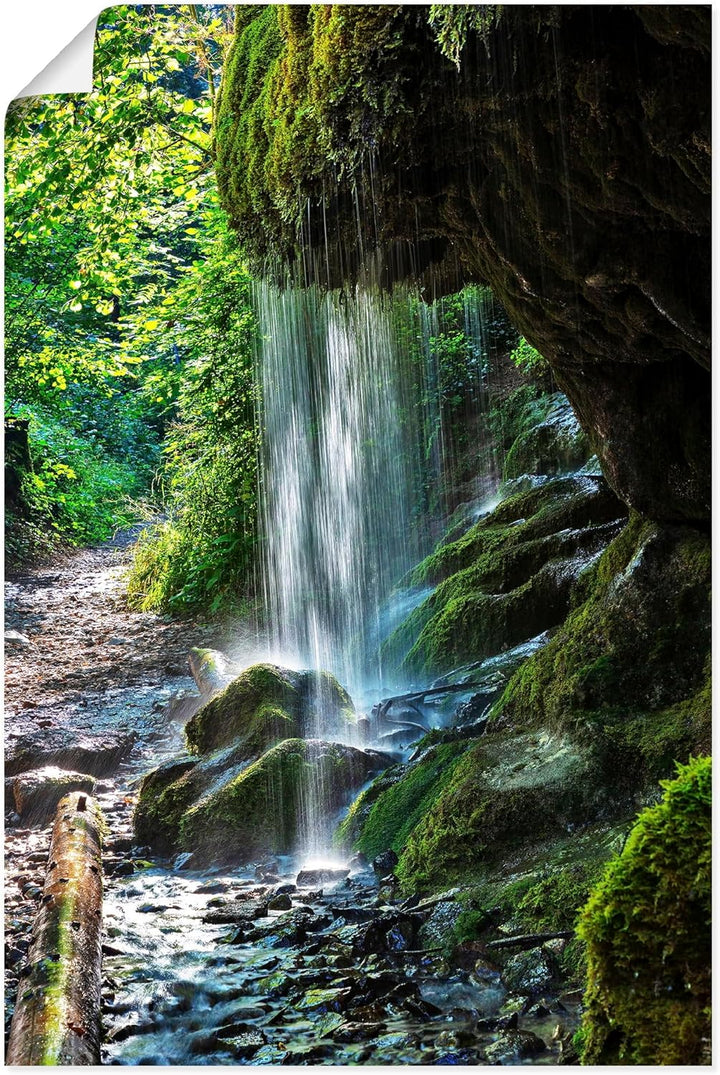 ARTland Poster Kunstdruck Wandposter Bild ohne Rahmen 60x90 cm Hochformat Wald Wasserfall Fluss Urwa