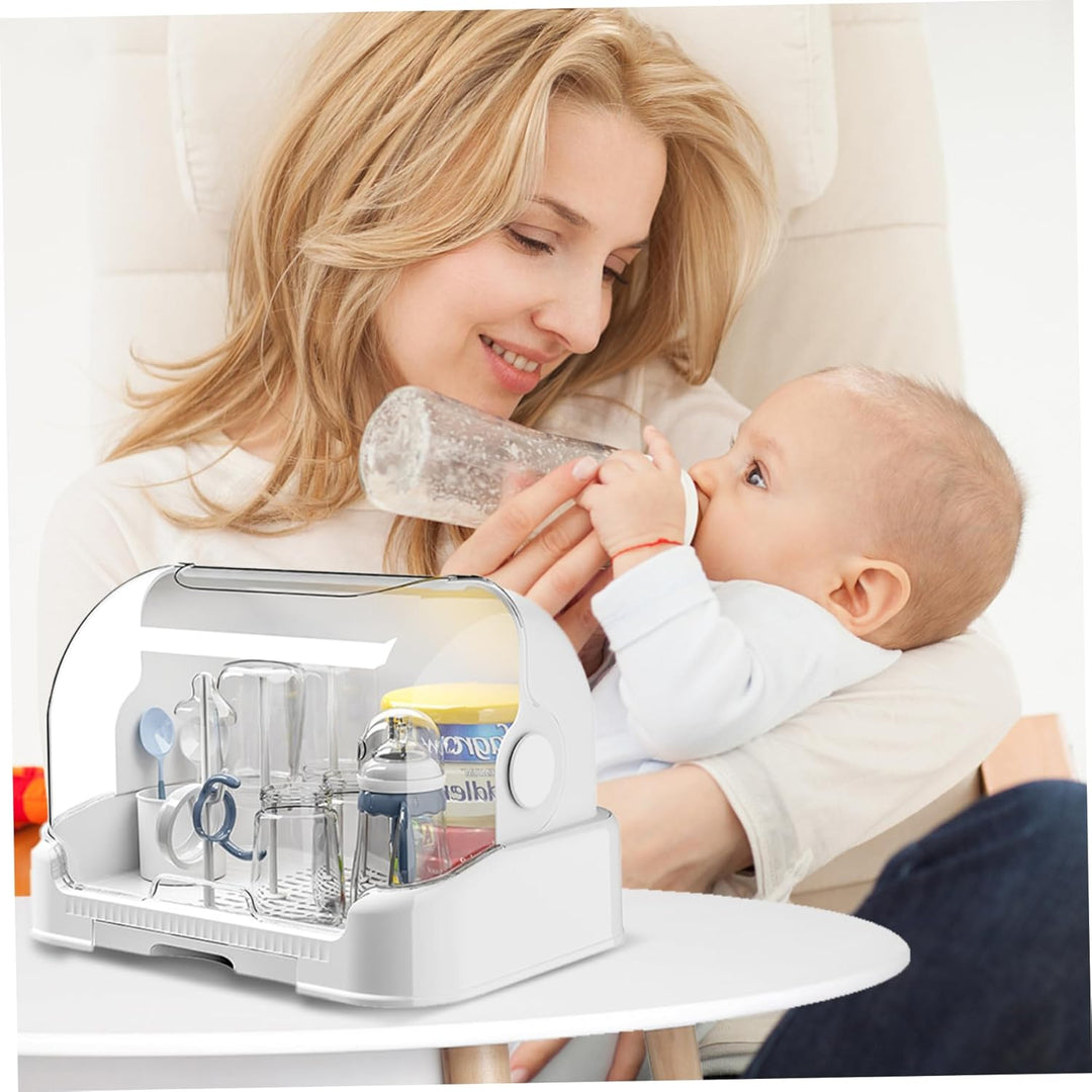 Babyflaschen-Aufbewahrung, grosser Babyflaschen-Organizer mit Abdeckung und abnehmbarer Abflussschal