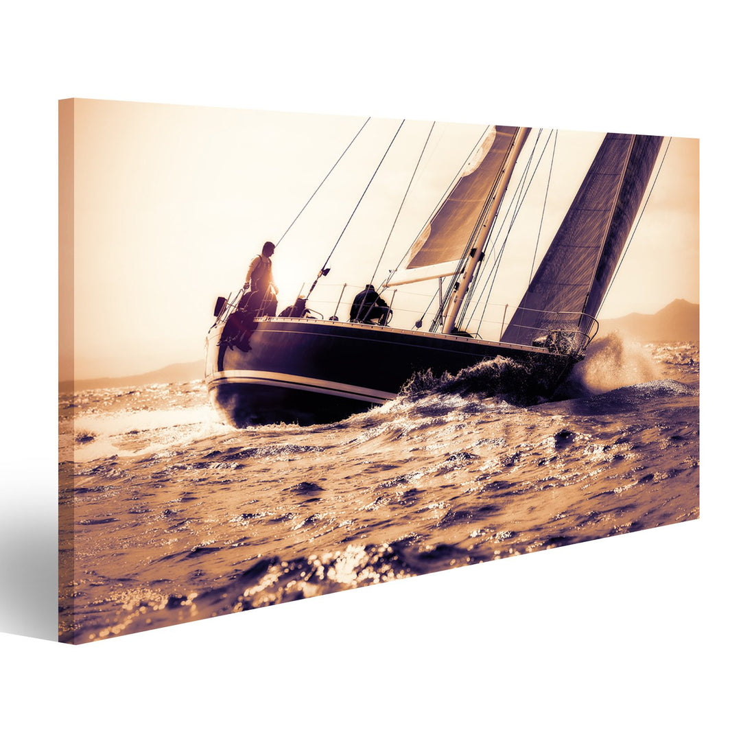 islandburner Bild auf Leinwand Segelboot Segeln Bei Sonnenuntergang Bilder Wandbilder Poster Leinwan