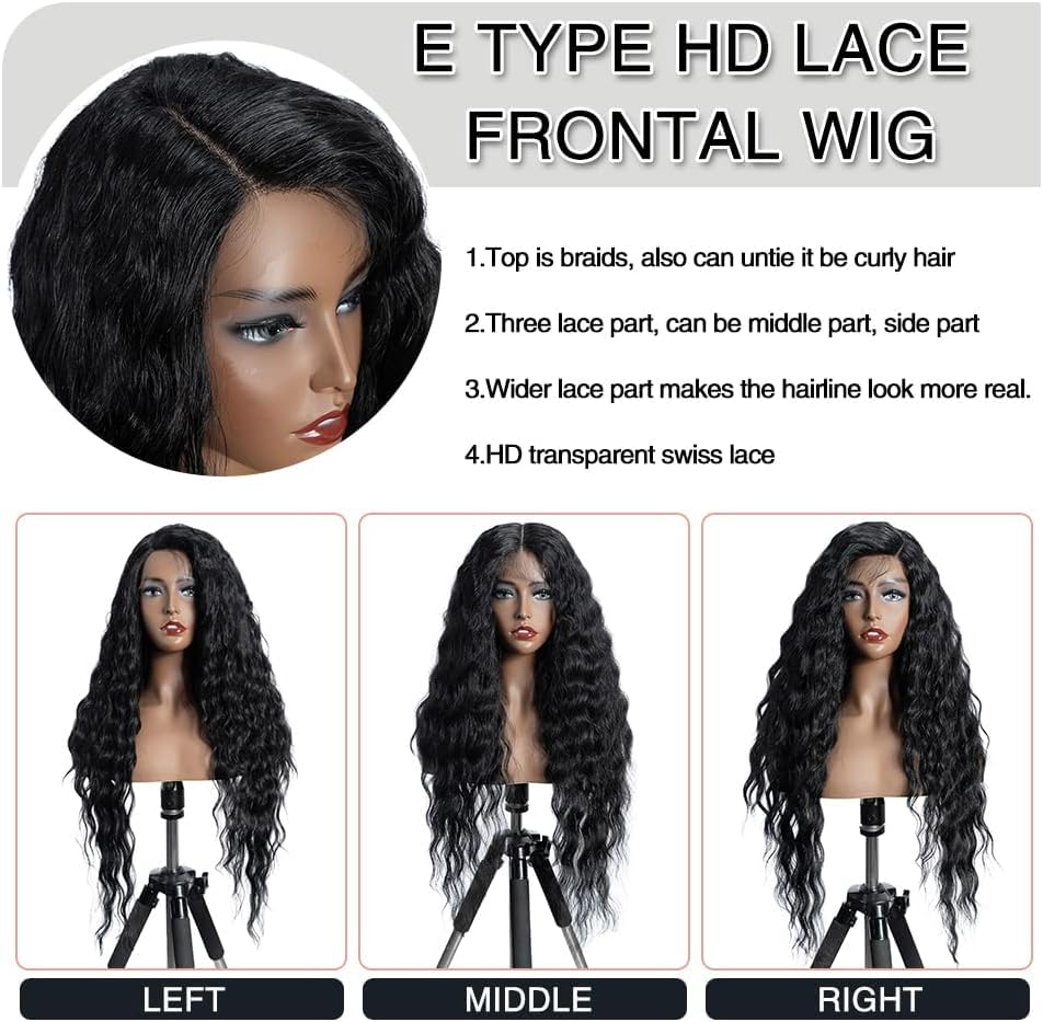 FASHION IDOL Lace Front Curly Wigs 31" Long Synthetic Natural Water Wavy Wig for Black Women Ombre G