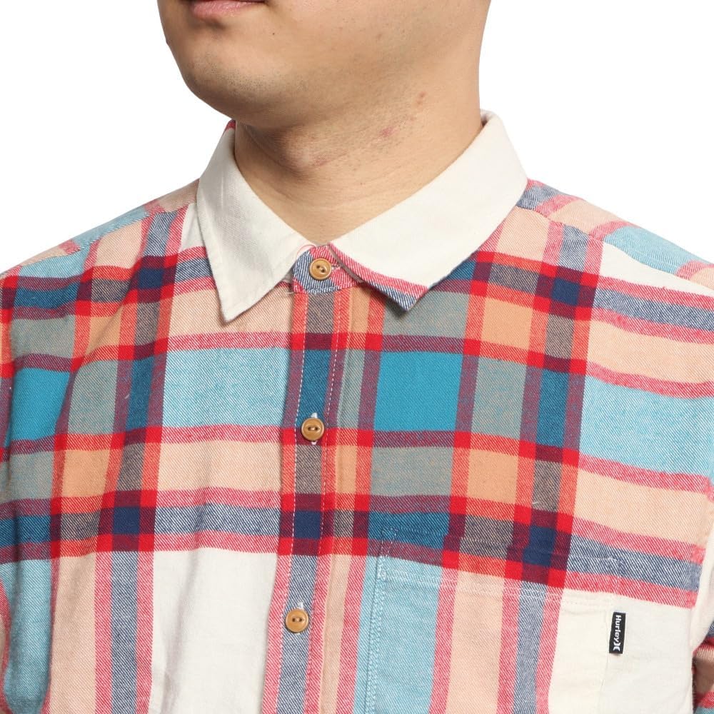 Hurley Herren Portland Flanell-langärmärmel Hemd mit Button-Down-Kragen M Cyber Teal, M Cyber Teal