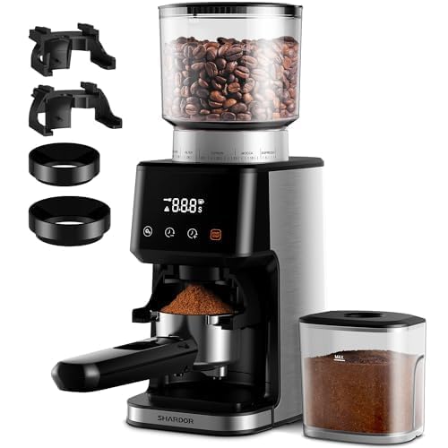 SHARDOR Kaffeemühle Elektrisch mit 51 Mahlgraden, LED-Touchpanel, Elektrische Kaffeemühle Siebträger