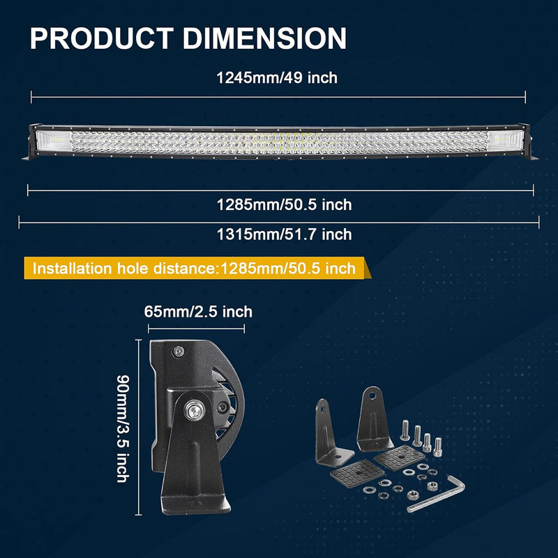 Willpower 50 Zoll 127CM 648W Led Arbeitsscheinwerfer Bar Gebogen Led Scheinwerfer 12V 24V Flutlicht