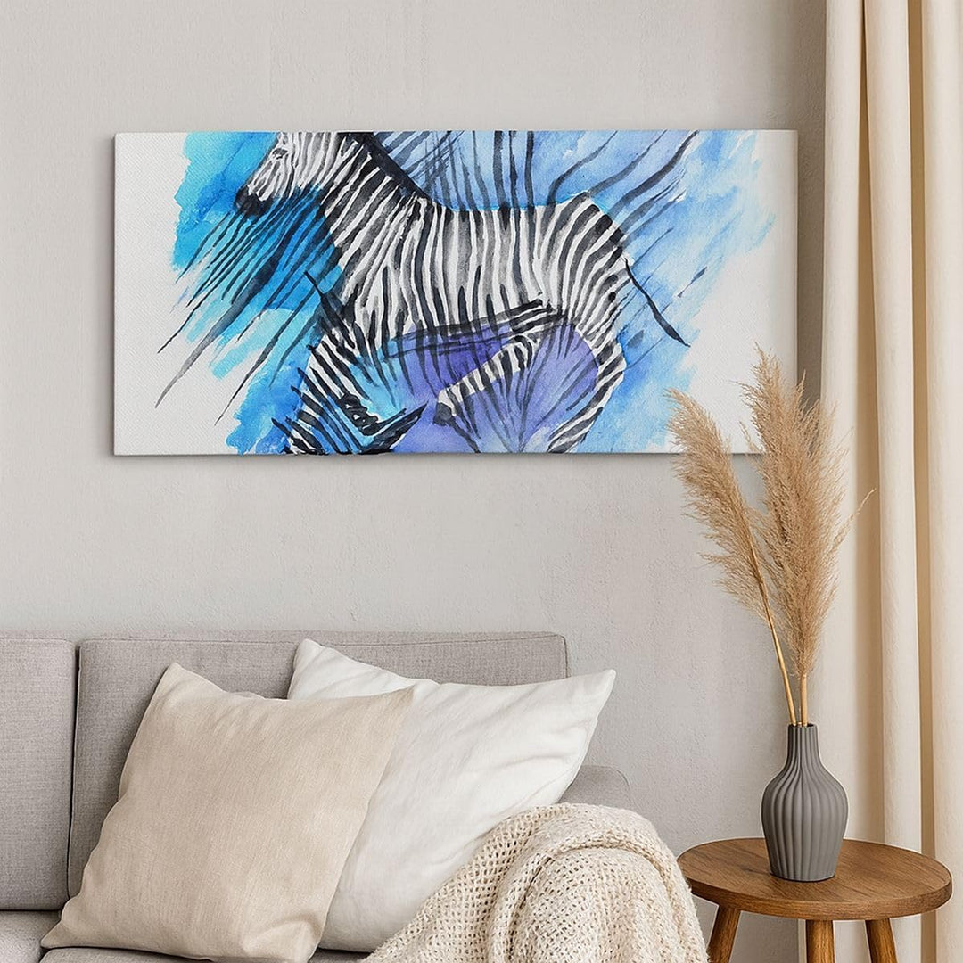 Panorama Bilder auf Leinwand 100x40cm Leinwandbild Zebra Streifen Tierwelt Pelz Gross Wanddeko Bild