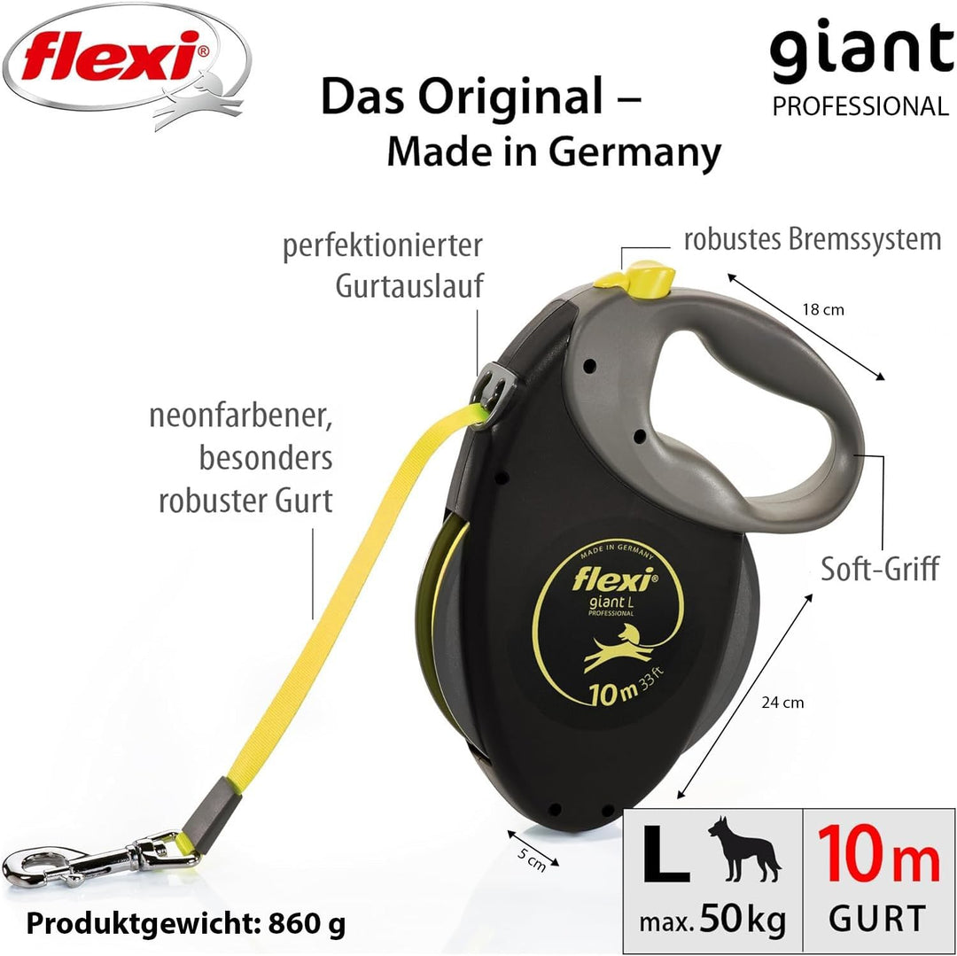 flexi Giant Professional L Gurt 10 m für Hunde bis 50 kg, schwarz/neongelb schwarz/neongelb L 10 m V