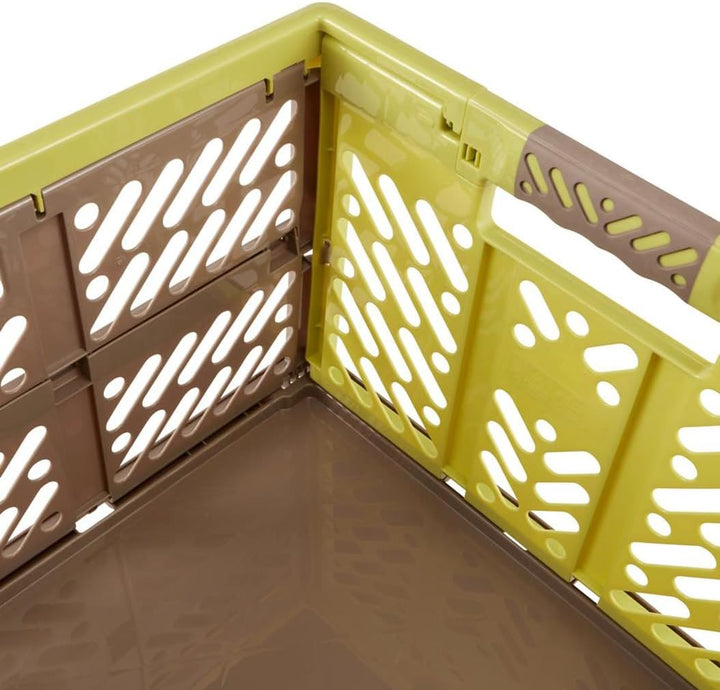 keeeper 4x Stabile Profi-Klappboxen mit Soft-Touch Griffen, 54 x 37 x 28 cm, 45 l, Ben, Grün/ Taupe
