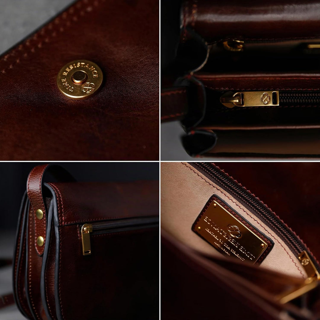 Time Resistance Leder Umhängetasche Damen - Messenger Bags - Arbeitstasche Damen - Schultertasche -