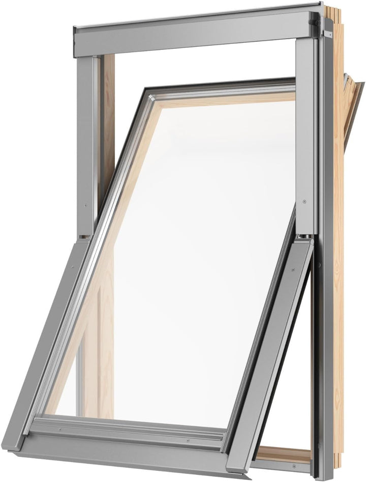 BAUBAY 55x78 cm Dachfenster aus Holz | Fenster mit 2-fach Verglasung | inkl. Eindeckrahmen für Dachz