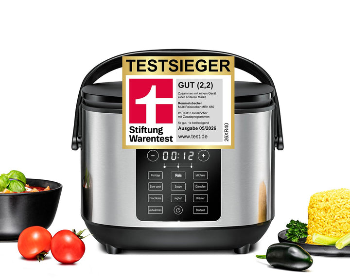 ROMMELSBACHER Multi Reiskocher MRK 650, 12 Programme, 24 Stunden Startzeitvorwahl, 3-D Heiztechnolog