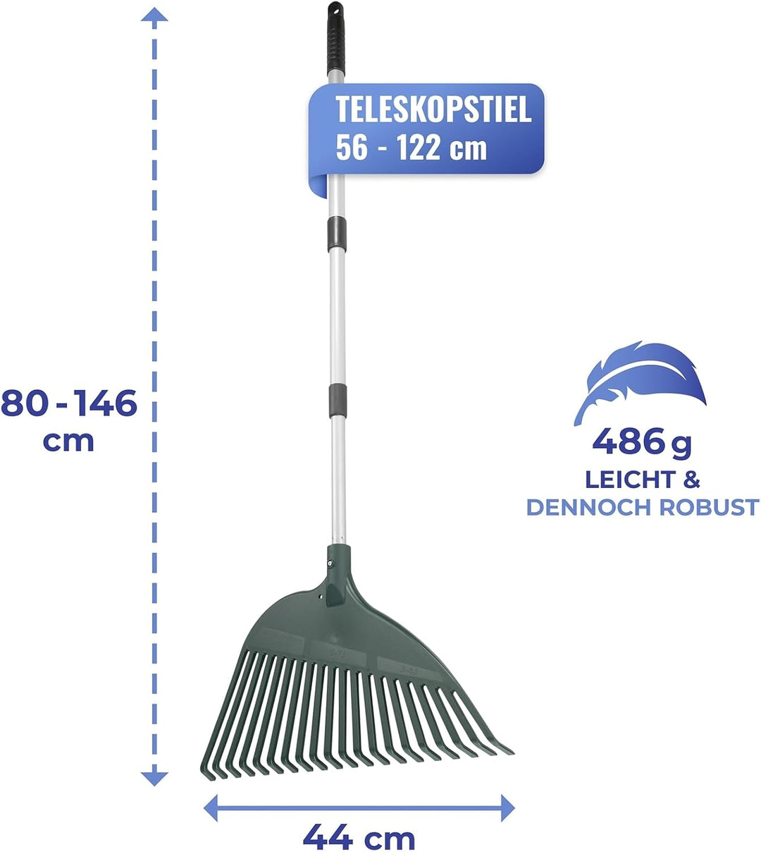 Gartenrechen rückenschonend Komfort-Rechen ergonomisch flexibel vielseitig mühelos mit Teleskopstiel