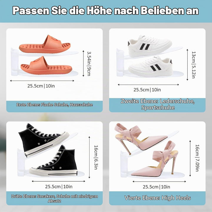Einstellbare Schuhregale-20er Pack,Doppelschicht Schuhstapler,Schuhstapler/Schuhhalter Set,Platzspar
