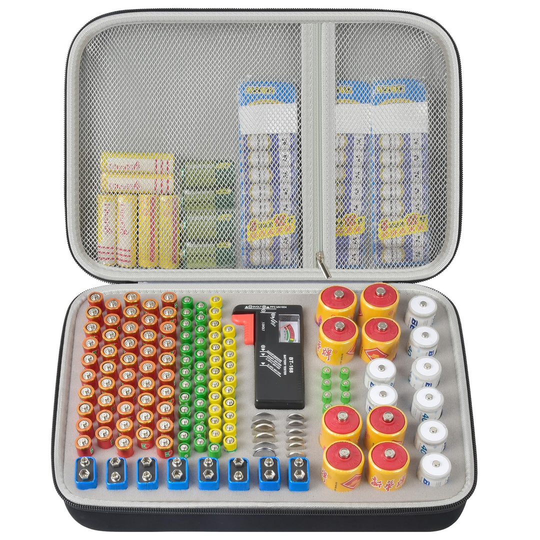 Batterie Aufbewahrungsbox Box, Batteriekasten Koffer mit Batterietester BT-168, Batterie Organizer H