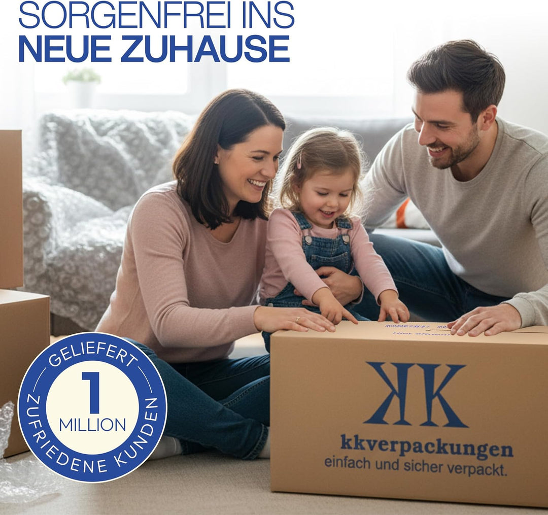 KK-Verpackungen Umzugskartons, 20 Stück, (Profi) STABIL + EXTRA GROSS + 45 KG TRAGLAST + 2-WELLIG -