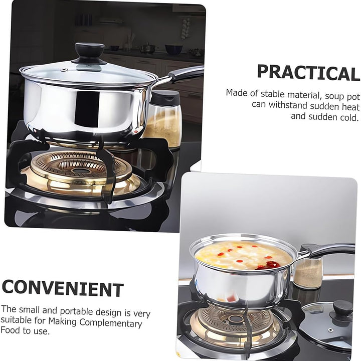 Edelstahl-Saucepan-Set mit Glasdeckel, Antihaft-Kochtopf, für alle Herdarten inkl. Induktion, Stainl
