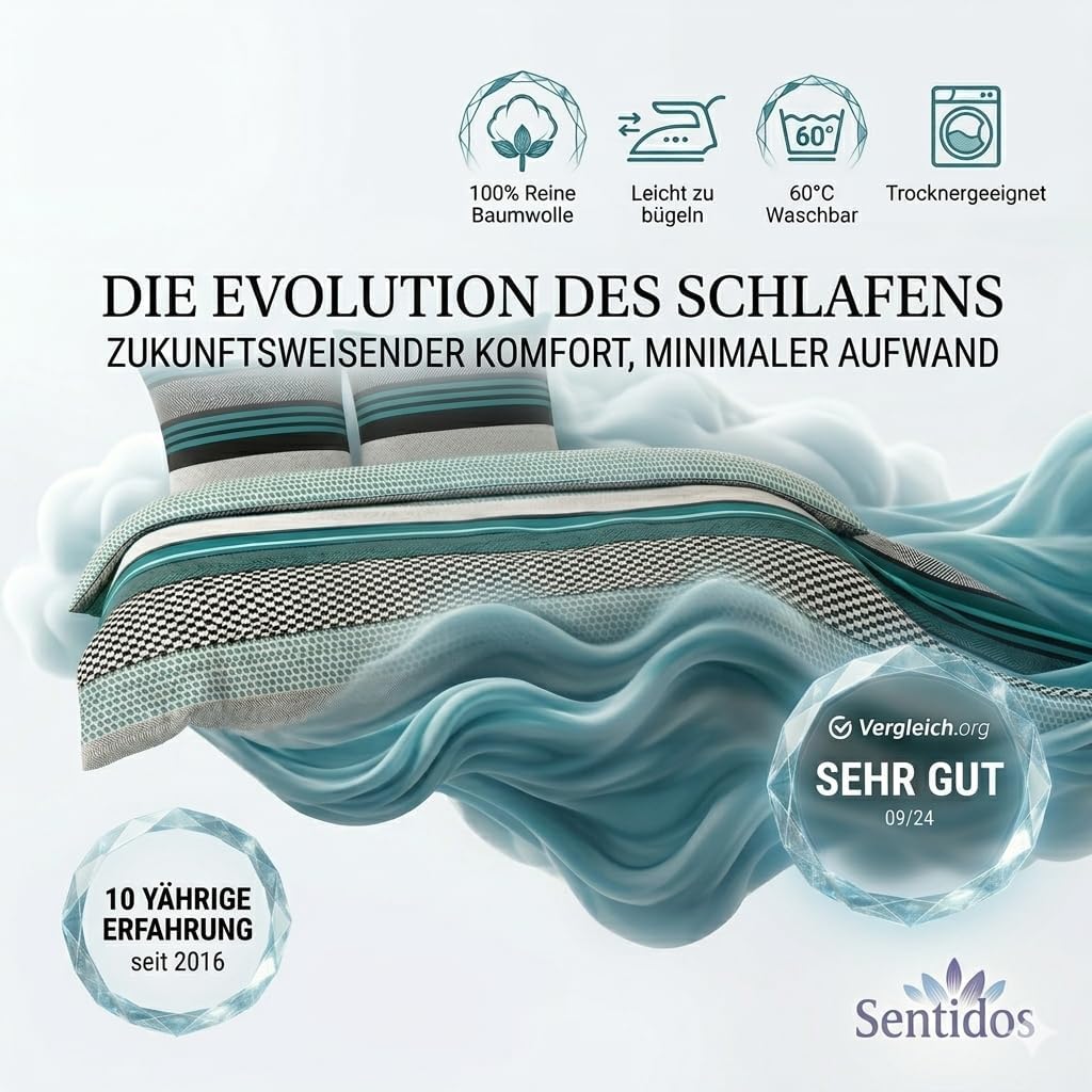 Sentidos Bettwäsche-Set 2-teilig Renforcé Baumwolle 135x 200 cm mit Reissverschluss Bett-Bezug, 80x8