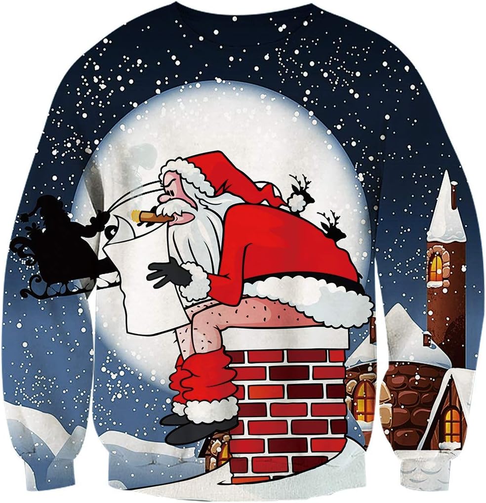 NEWISTAR Herren Ugly Christmas Sweater Sweatshirts 3D Weihnachtspullover Damen Hässlich Weihnachten