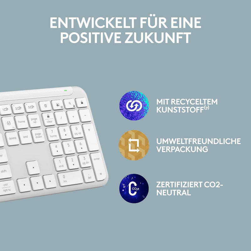 Logitech Signature Slim K950 kabellose Tastatur, schlankes Design, Wechseln zwischen Geräten beim Ti