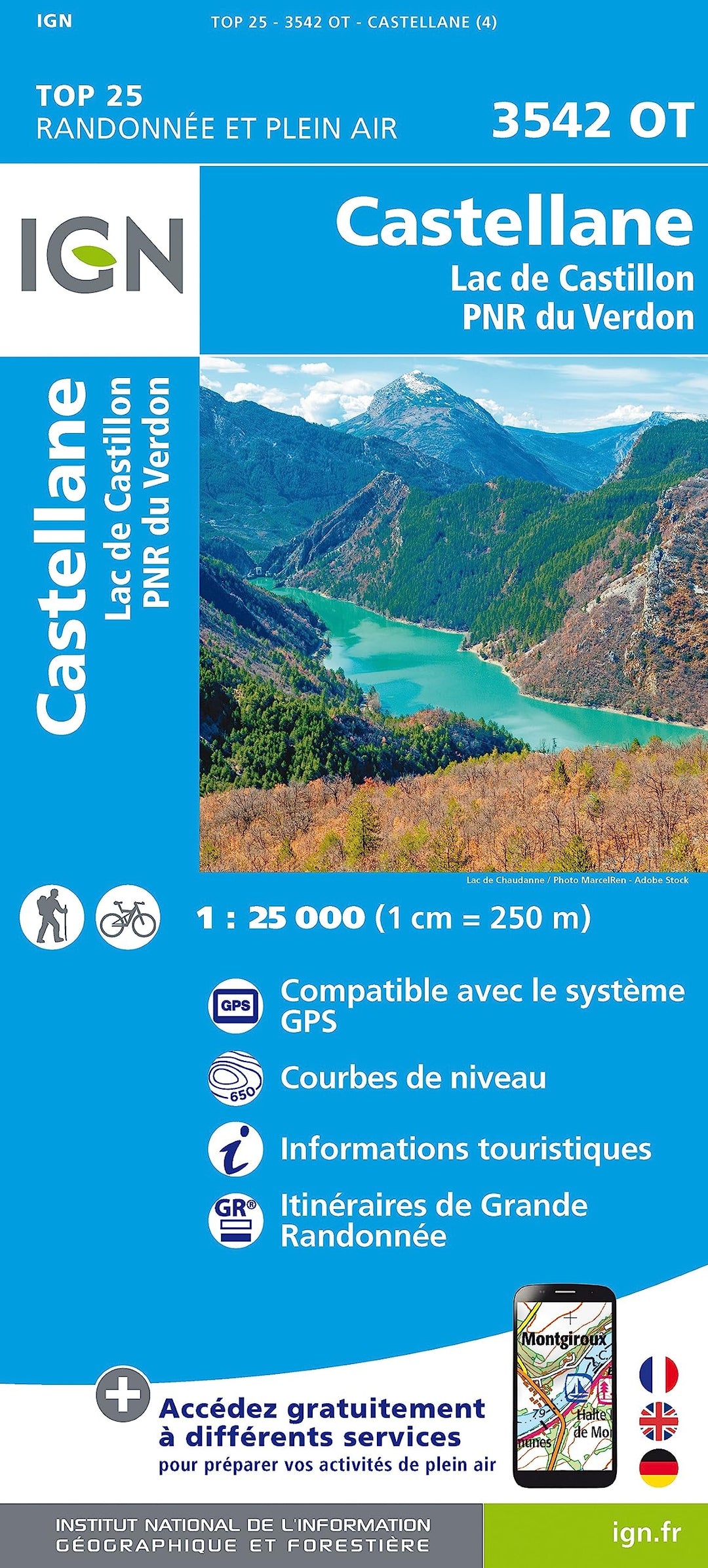 3542OT Castellane Lac de Castillon PN du Verdon (TOP 25), Karte