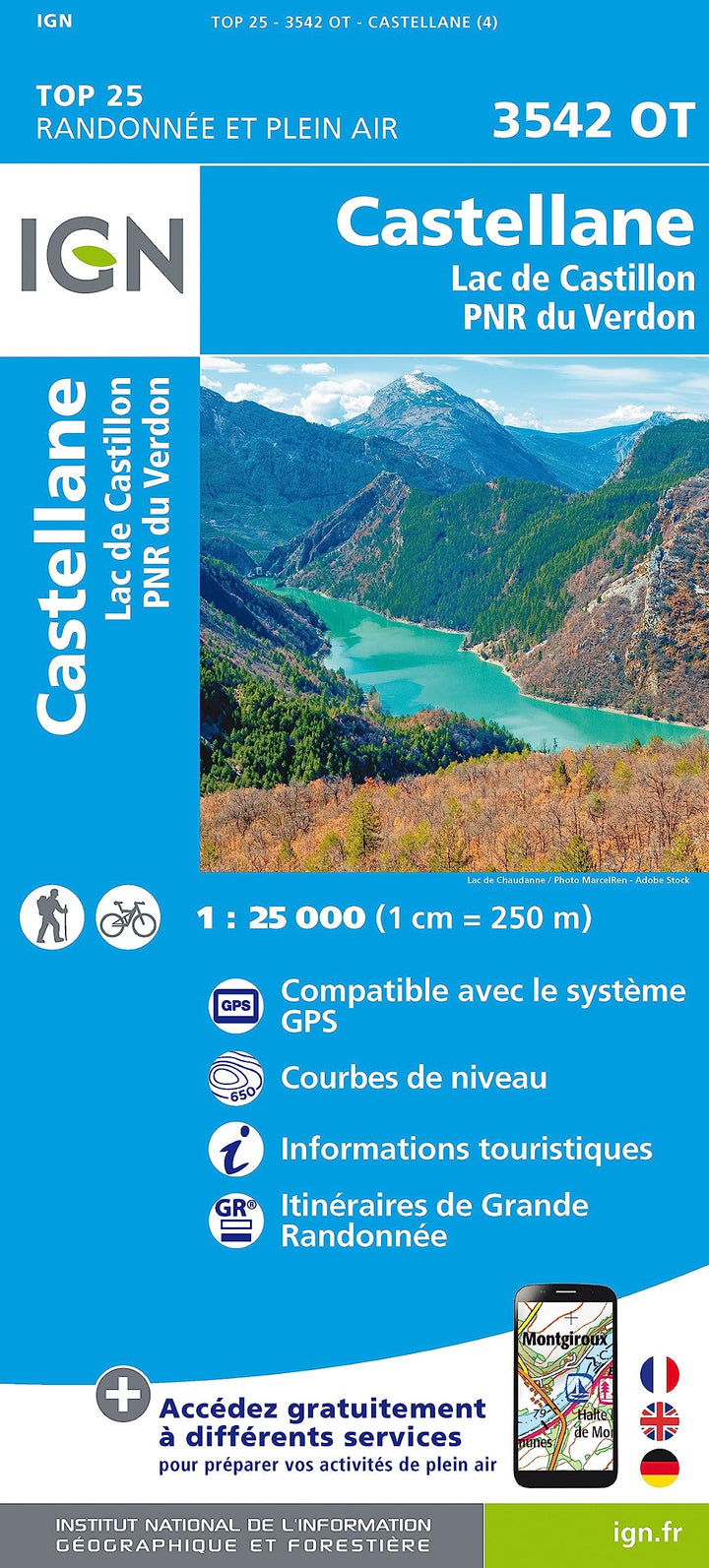 3542OT Castellane Lac de Castillon PN du Verdon (TOP 25), Karte