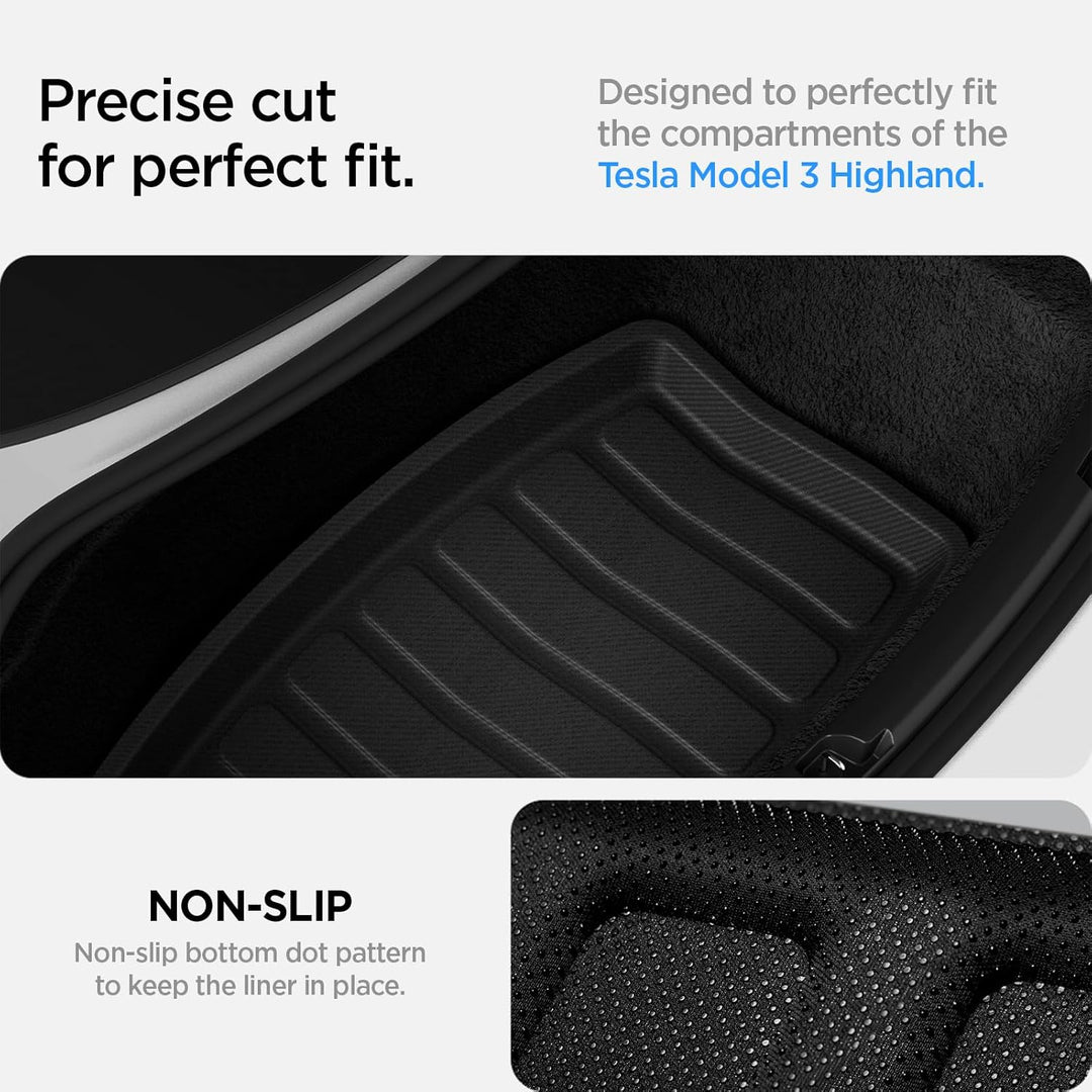 Spigen Tesla Model 3 Highland (2024~) Hintere Kofferraummatte für Aufbewahrung, Stossfestes XPE-Mate