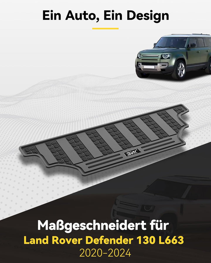 3W Kofferraumwanne für Land Rover Defender 130 L663 2020-2026, TPE Allwetter Massgeschneiderte Koffe