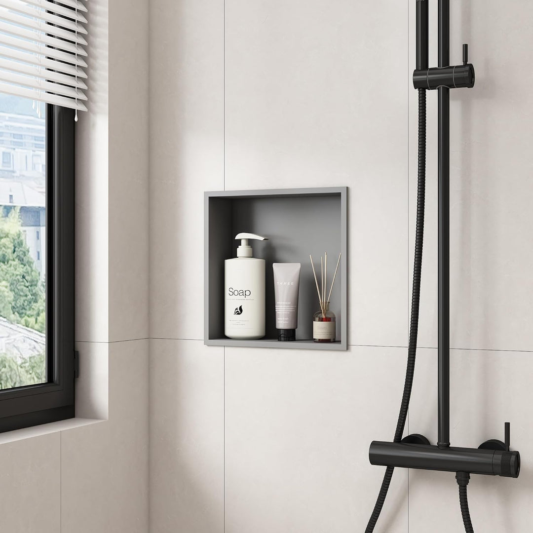 Duschnische Graue Edelstahl 30 × 30 × 10 cm Wandnische Dusche Einbau Duschablage Einzelregal Bad Wan