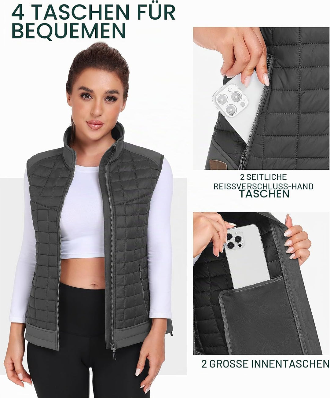 Little Donkey Andy Leichte Puffer Weste Damen Warme Ärmellose Outdoorjacke Wandern Reisen Laufen L D