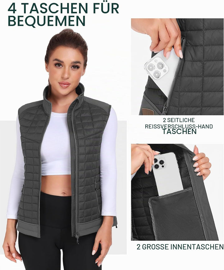 Little Donkey Andy Leichte Puffer Weste Damen Warme Ärmellose Outdoorjacke Wandern Reisen Laufen L D