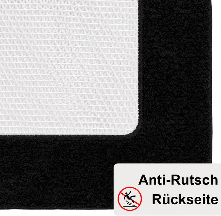 Brandsseller Badematte 70x120 cm Badezimmerteppich Badvorleger Badeteppich Schwarz