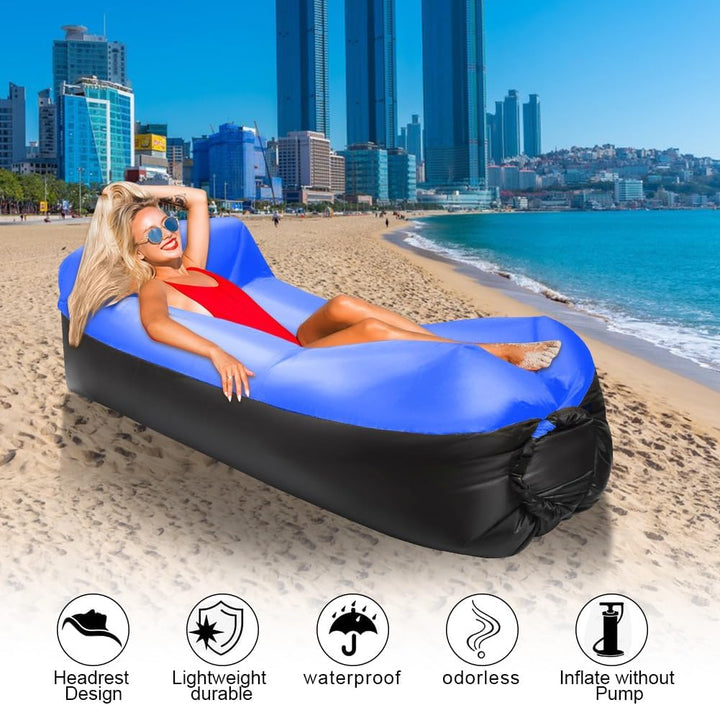 Gohytal Aufblasbares Sofa, 230×70cm Wasserdichtes Luftsofa Outdoor Tragbares Aufblasbar Luft Sofa Co