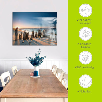 ARTland Glasbilder Wandbild Glas Bild einteilig 60x45 cm Querformat Strand Meer Ostsee Landschaft So