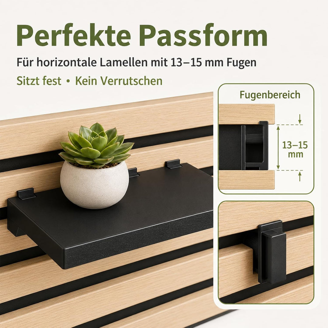 2er Set Regal für Akustikpaneele Horizontale Ohne Bohren 15×10cm | Zubehör Akustikpaneele Wandorgani