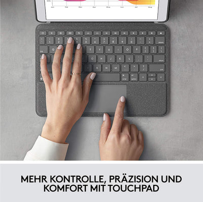 Logitech Combo Touch für iPad (7., 8. und 9. Generation) Schutzcase mit Präzisions-Trackpad, Noteboo