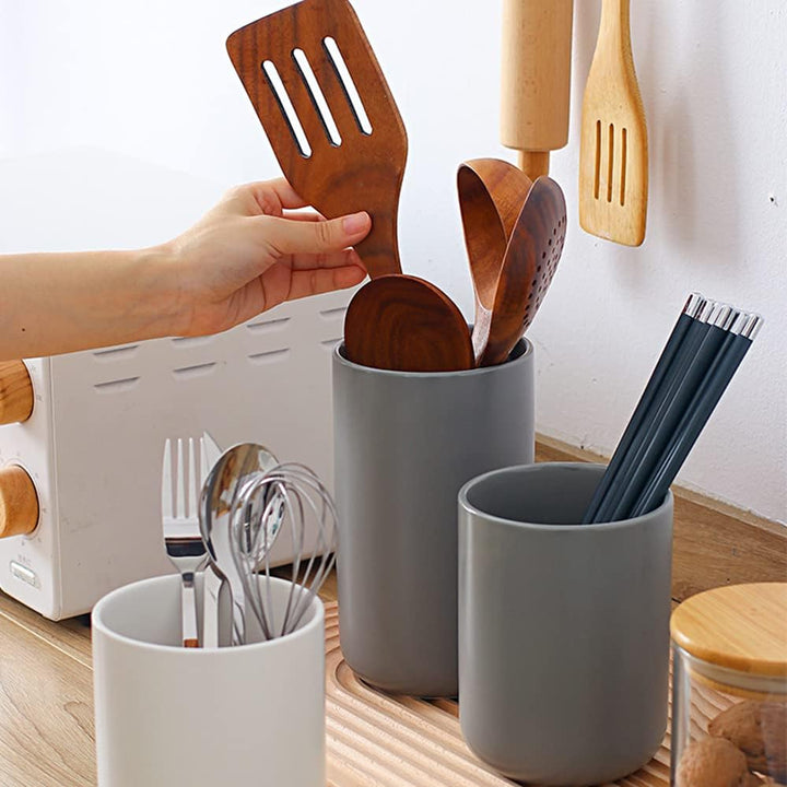 OnePine Küchenutensilienhalter Keramik, Utensilienhalter in Modernem Design, Besteckhalter Für Gabel