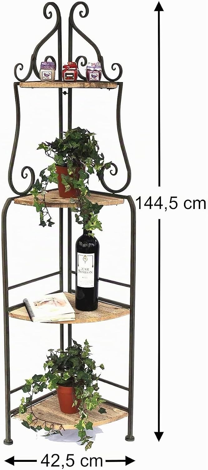 DanDiBo Eckregal Bücherregal mit 4 Ablagen Regal Malega 12061 aus Metall und Holz 145 cm Badregal Au