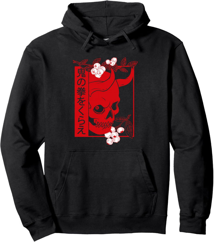 japanisch Damon art face Skull devil oni harajuku aesthetic Pullover Hoodie
