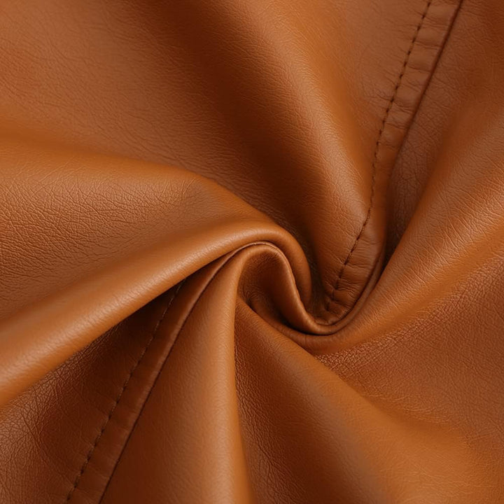 YYNUDA Damen Lederjacke Kurz Bikerjacke Stehkragen Reissverschluss Leder Jacke Übergangsjacke für He