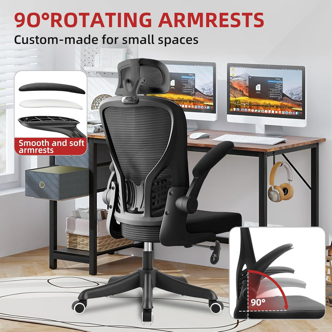 Ergonomischer Bürostuhl mit verstellbaren Kopfstützen und Armlehnen, Lendenwirbelstütze, atmungsakti